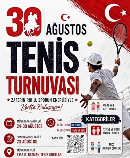 30 AĞUSTOS TENİS TURNUVASI BAŞLIYOR
